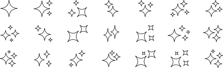 Set of different black sparkles icons. Collection of star sparkles symbol. Sparkles symbols. Shine star sparkle vector set. Different black sparkles icons. Sparkle star icons. 