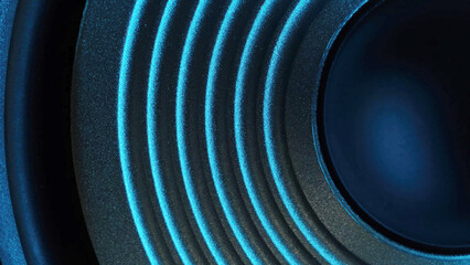 Moving Speaker In Audio System Playing Music Close Up