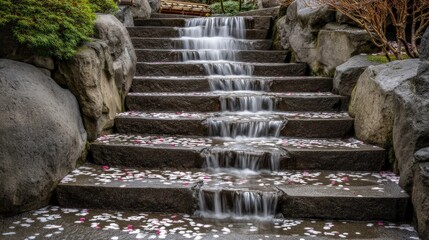 small waterfall in the park