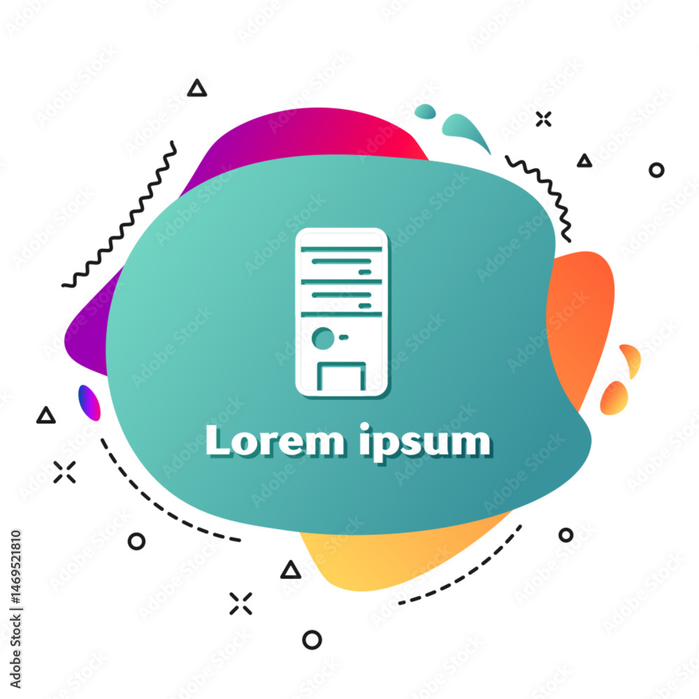 Poster white computer icon isolated on white background. pc component sign. abstract banner with liquid sha