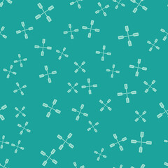 Green Paddle icon isolated seamless pattern on green background. Paddle boat oars. Vector
