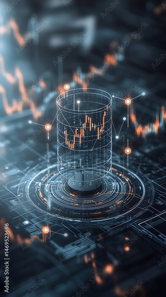 Poster data analysis visualization, futuristic circuit board