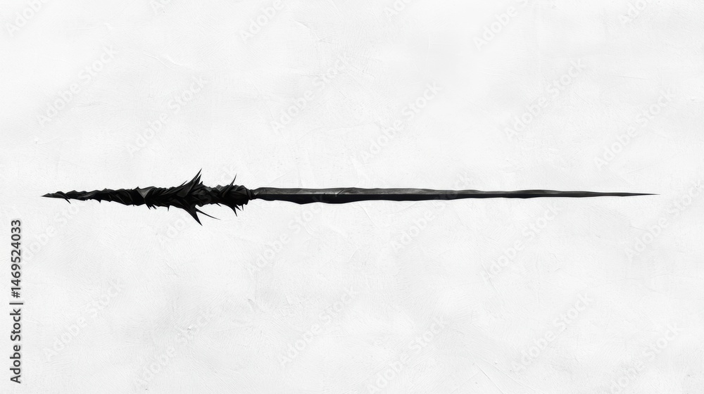 Poster a black sword with a pointed tip and a curved blade.