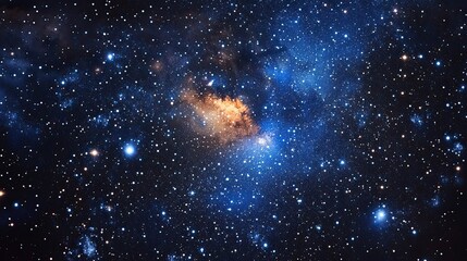 Fototapeta premium Cosmic nebula with vibrant blue and orange hues, scattered stars