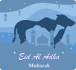 Eid al-Adha Celebration. Eid al-Adha greeting card. Eid al-Adha theme. Vector illustration.