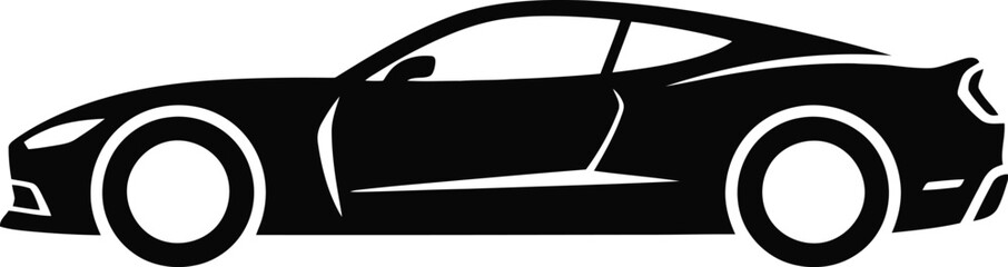 Sports car silhouette with smooth curves, High speed modern car outline