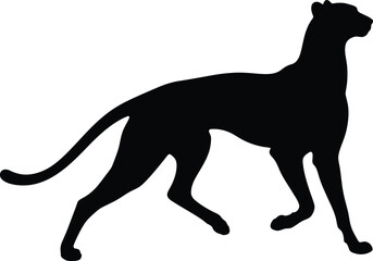 Cheetah running in motion silhouette, Fast cheetah animal silhouette