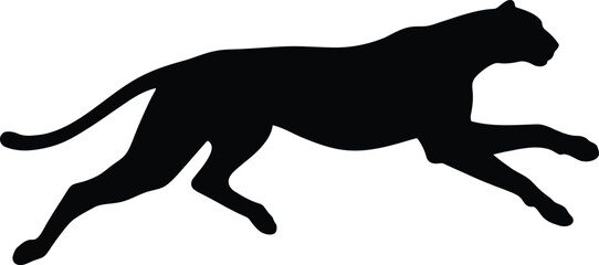 Cheetah speed animal vector silhouette, Wild cheetah in motion graphic
