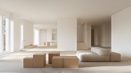 Fototapeta premium Spacious, minimalist interior design concept.