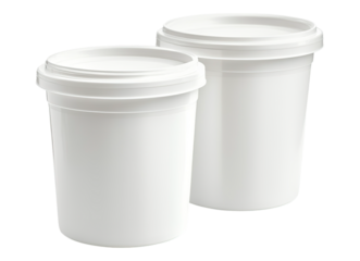 Two white plastic containers
