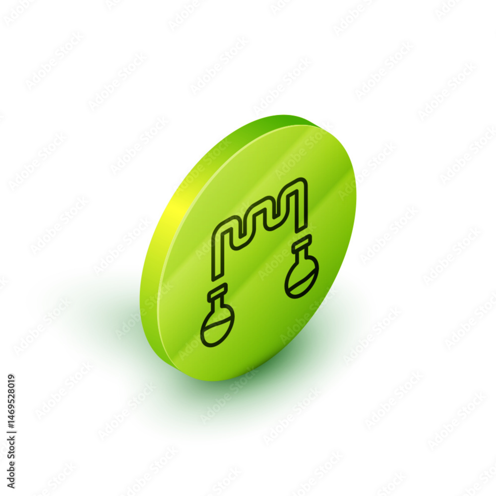 Aufkleber isometric line test tube and flask - chemical laboratory test icon isolated on white background. flu