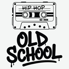 Hip Hop 60 Min Old School
 T-Shirt Design, Music t shirt template