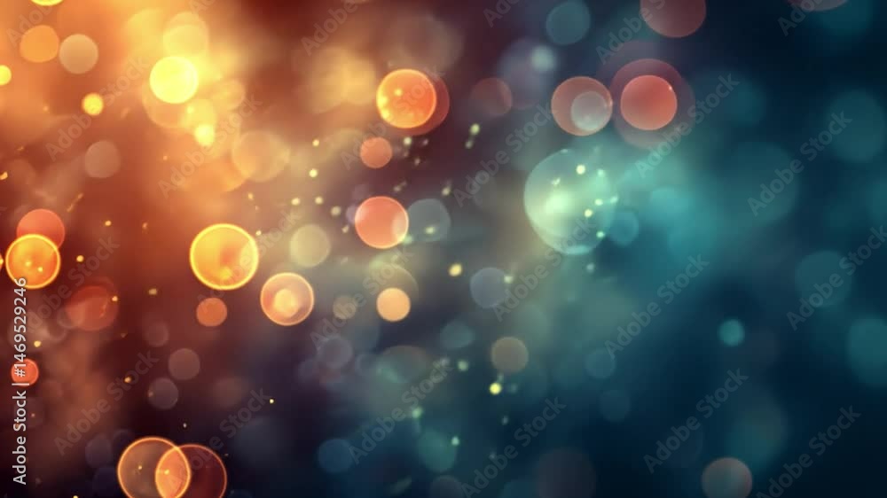 Poster vibrant abstract background with colorful bokeh lights in warm and cool tones, creating dreamy and f