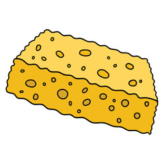 Hand drawn cartoon yellow sponge on white background.