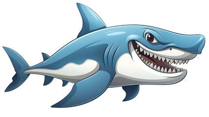 Naklejka premium Hammerhead Shark Vector Cartoon Illustration for Wildlife Educational Materials