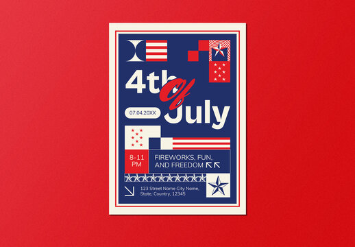 Blue Geo Minimalism 4th of July Flyer Layout