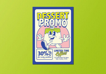 Beige Retro Vintage Dessert Promo Flyer Layout