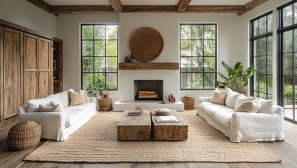 Rustic-chic living room with natural elements