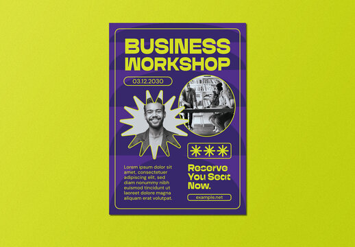 Blue Neo Brutalism Business Workshop Flyer Layout