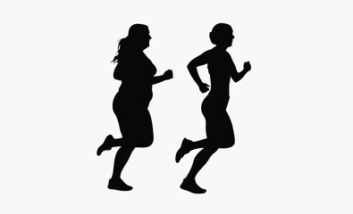 female runners silhouette, athletic women sprinting, group race motion, active sports pose, marathon team motion, sporty female stride, black white runners, fitness race silhouette, competitive women 