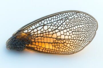 Fototapeta premium Close-up of a delicate insect wing, showcasing intricate patterns and textures. Detailed venation and coloration