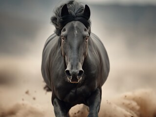 Fototapeta premium Powerful black horse in motion