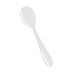 Simple silver spoon resting on a white background showcasing its sleek design and shape
