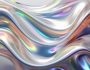 white abstract background with holographic surface rainbow silver reflective iridescent texture generative ai
