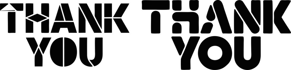 2 set of black and white thank you text
