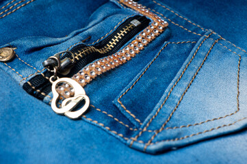 Detail of denim clothing, close-up