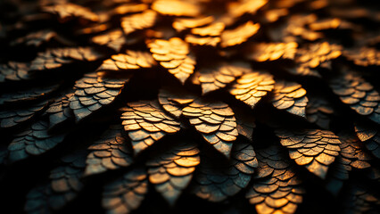 Golden Dragon Scales on Black Velvet – Opulent Texture and Light