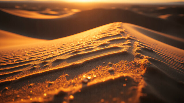 Golden Desert Dunes Reflecting Starlight &ndash; Textured Sandscape with Quartz and Pyrite