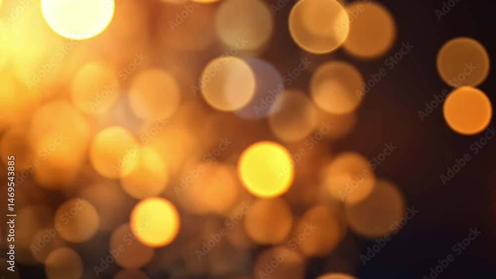 Poster dreamy abstract background with soft glowing bokeh lights in orange and yellow tones, creating festi