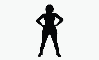 woman speaker silhouette, podium speech figure, confident female presenter, public speaking pose, black white speaker, female mic posture, presentation stance silhouette