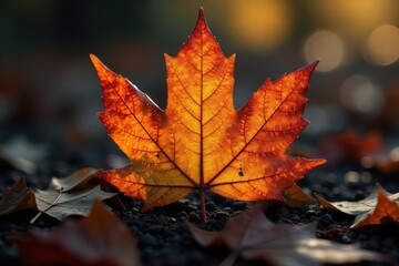 A decaying autumn leaf exhibiting intricate venation patterns , organic, deterioration