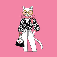 A cute lady cat fashion star