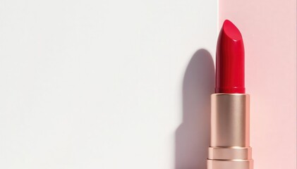Fototapeta premium Bold red lipstick on pristine white, high-contrast image, smooth, macro, studio