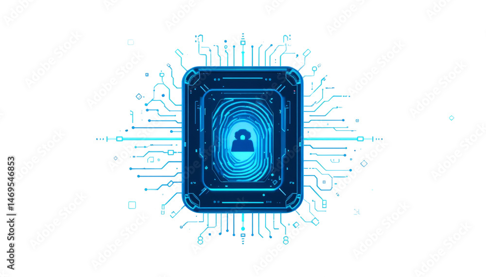 Poster cybersecurity action digital lock and circuitry design virtual environment graphic illustration conc