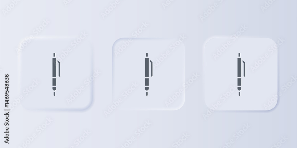 Poster grey pen icon isolated on grey background. set icons in square buttons. vector