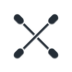 Black Cotton swab for ears icon isolated on white background. Vector