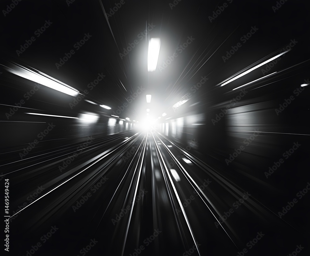 Poster an evocative tunnel view, bathed in radiant light, conveys a sense of forward motion, and dynamic pe