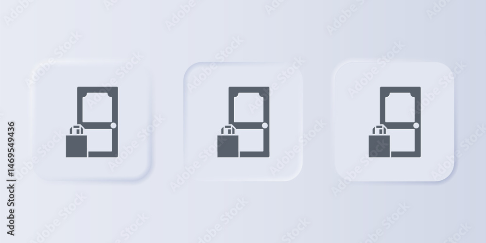 Aufkleber grey online ordering and fast food delivery icon isolated on grey background. set icons in square bu