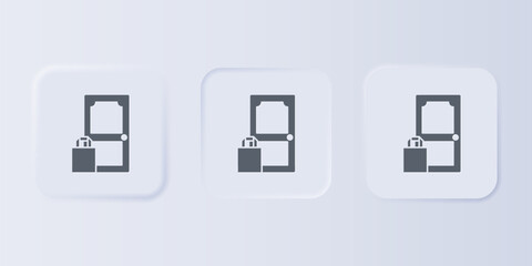 Grey Online ordering and fast food delivery icon isolated on grey background. Set icons in square buttons. Vector