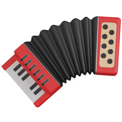 3D Render of a Red Accordion with Black Bellows icon