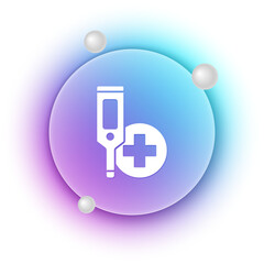 White Medical digital thermometer for medical examination icon isolated on white background. Blue and purple gradient circle background. Vector