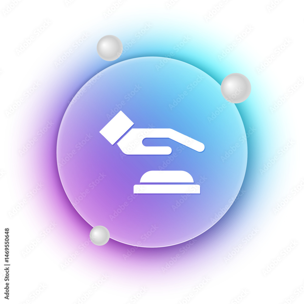 Poster white palm print recognition icon isolated on white background. biometric hand scan. fingerprint ide