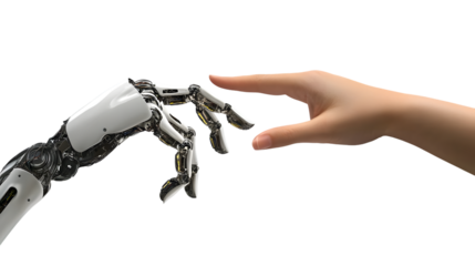 Robotic and Human Hand Touching Index Finger Gesture in Harmony