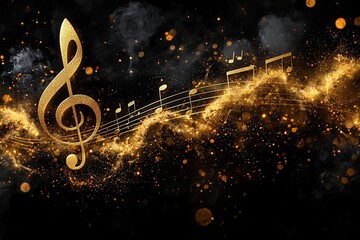 A musical Christmas sheet music is isolated and pasted on a textured black background