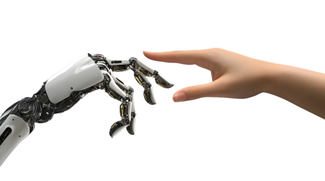 Robotic and Human Hand Touching Index Finger Gesture in Harmony