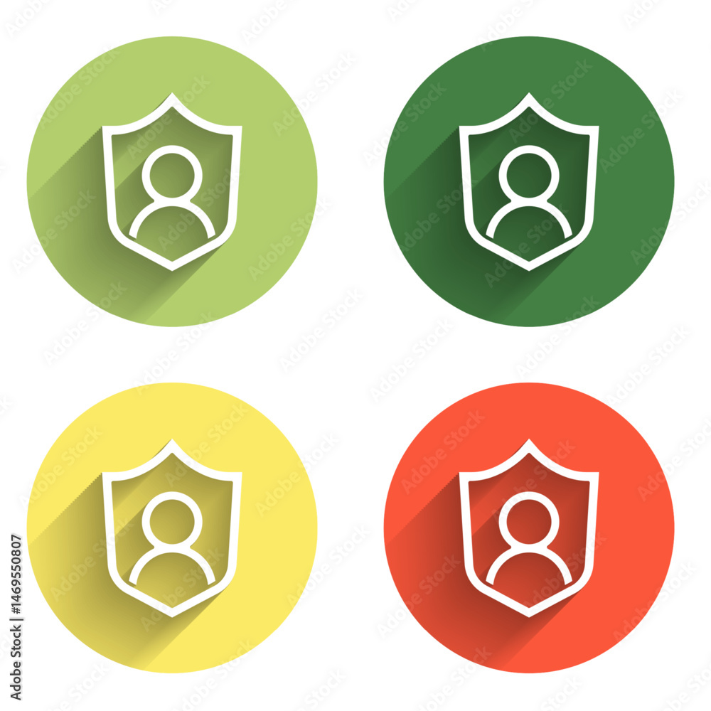 Poster set user protection icon isolated with long shadow background. secure user login, password protected